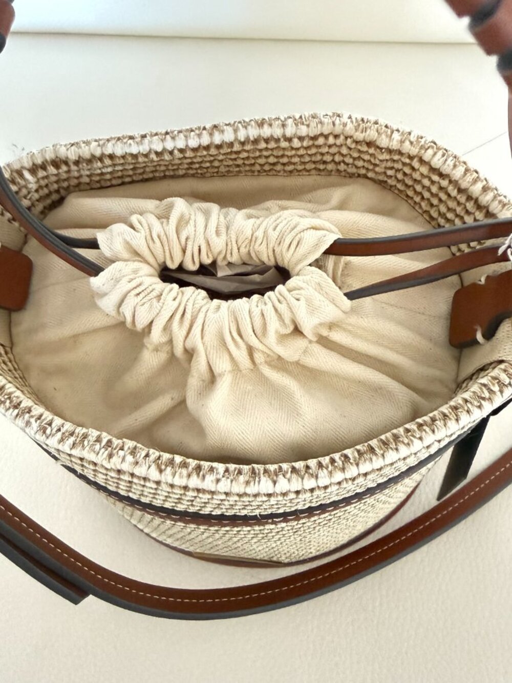 HOUSE OF HARLOW 1960 STRAW BUCKET BAG WOVEN CROSSBODY BRAIDED HANDLE NATURAL - Picture 5 of 6